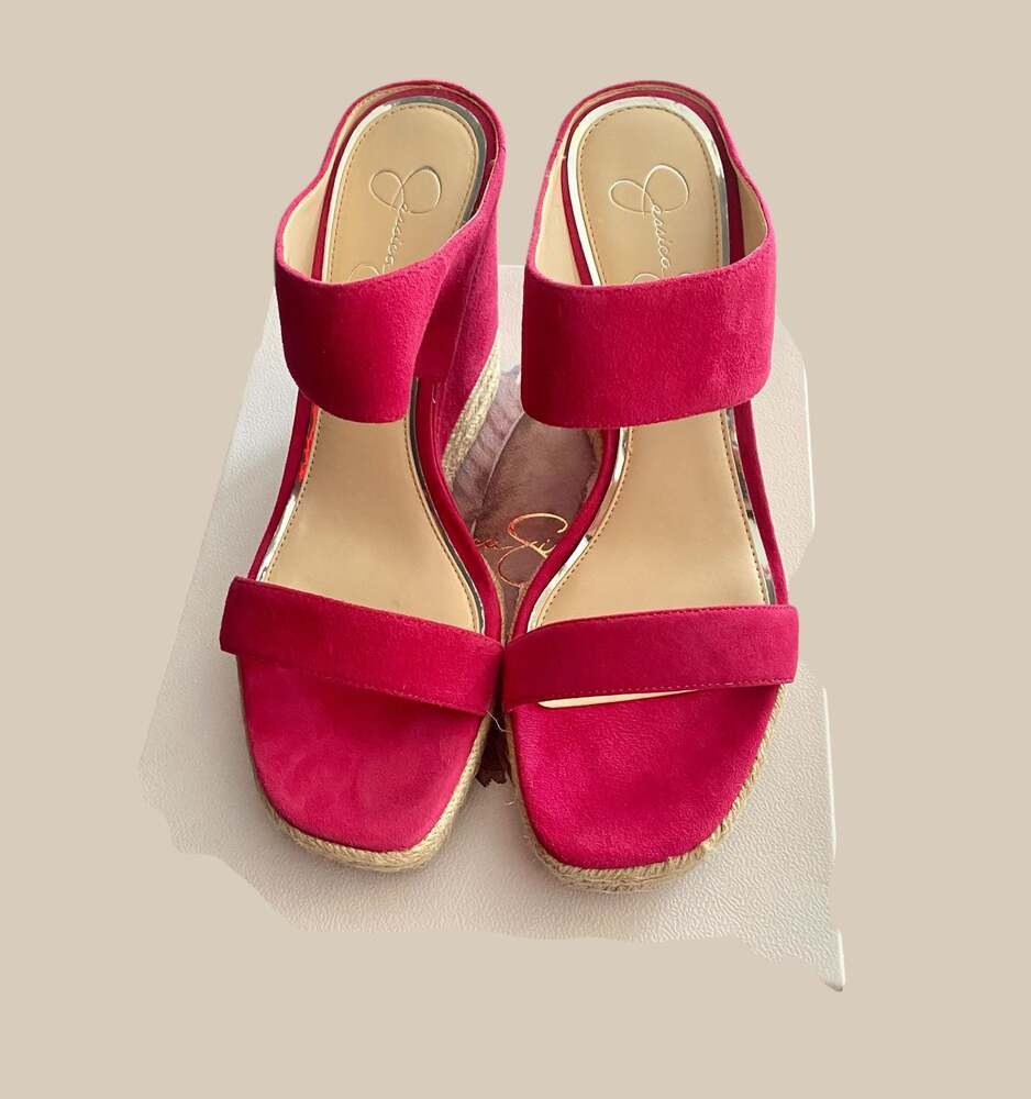 Jessica Simpson Women's Siera Pink Suede Platform Wedge Sandal